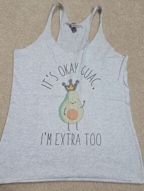 Next Level Apparel Light Gray Avocado Graphic Racerback Tank
